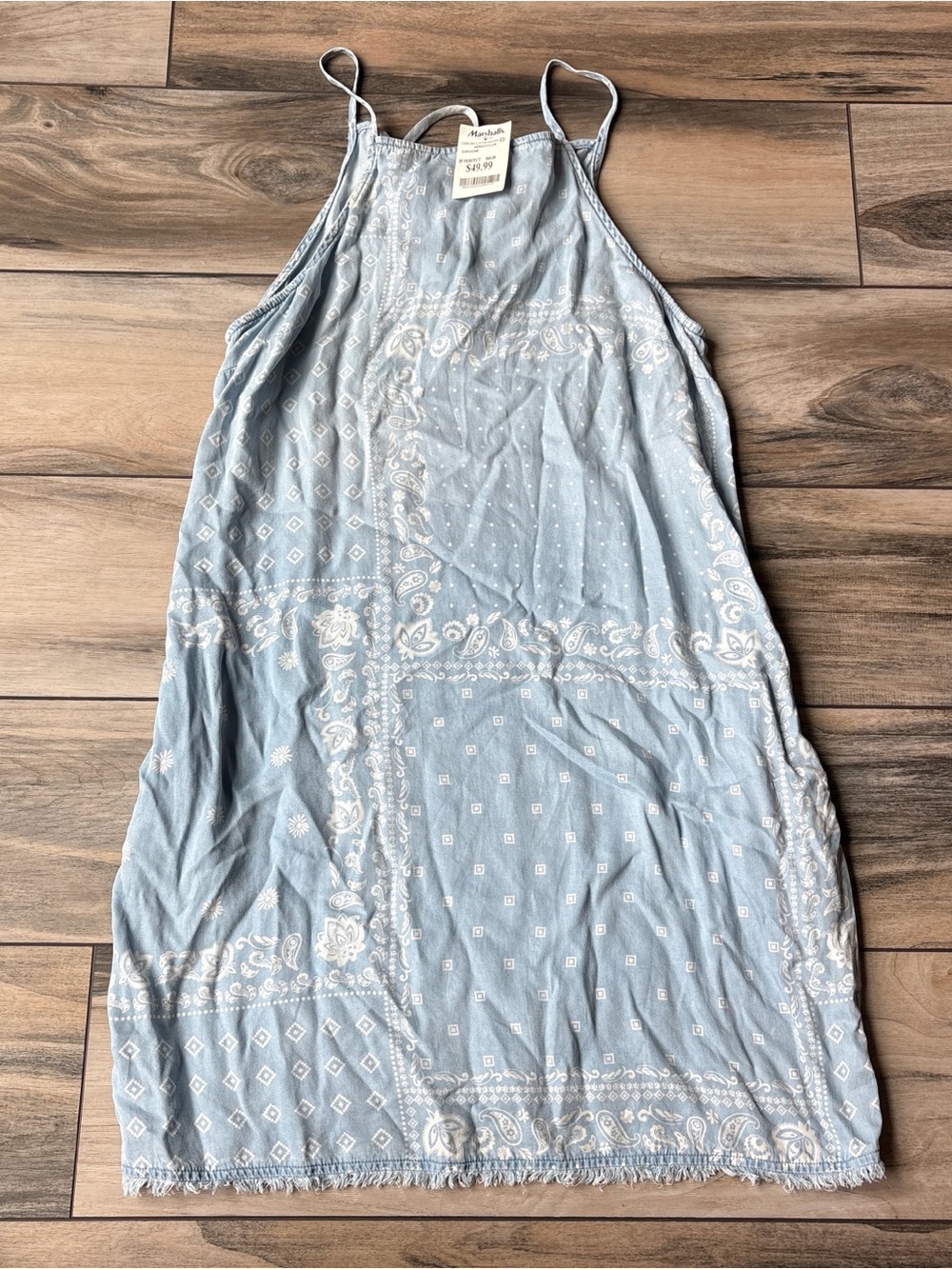 Light Blue Bandana Print Halter Sundress